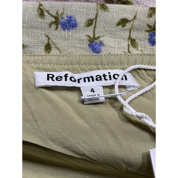 Reformation Floral Tie-Front Blouse in Green and Purple - Picture 4 of 5